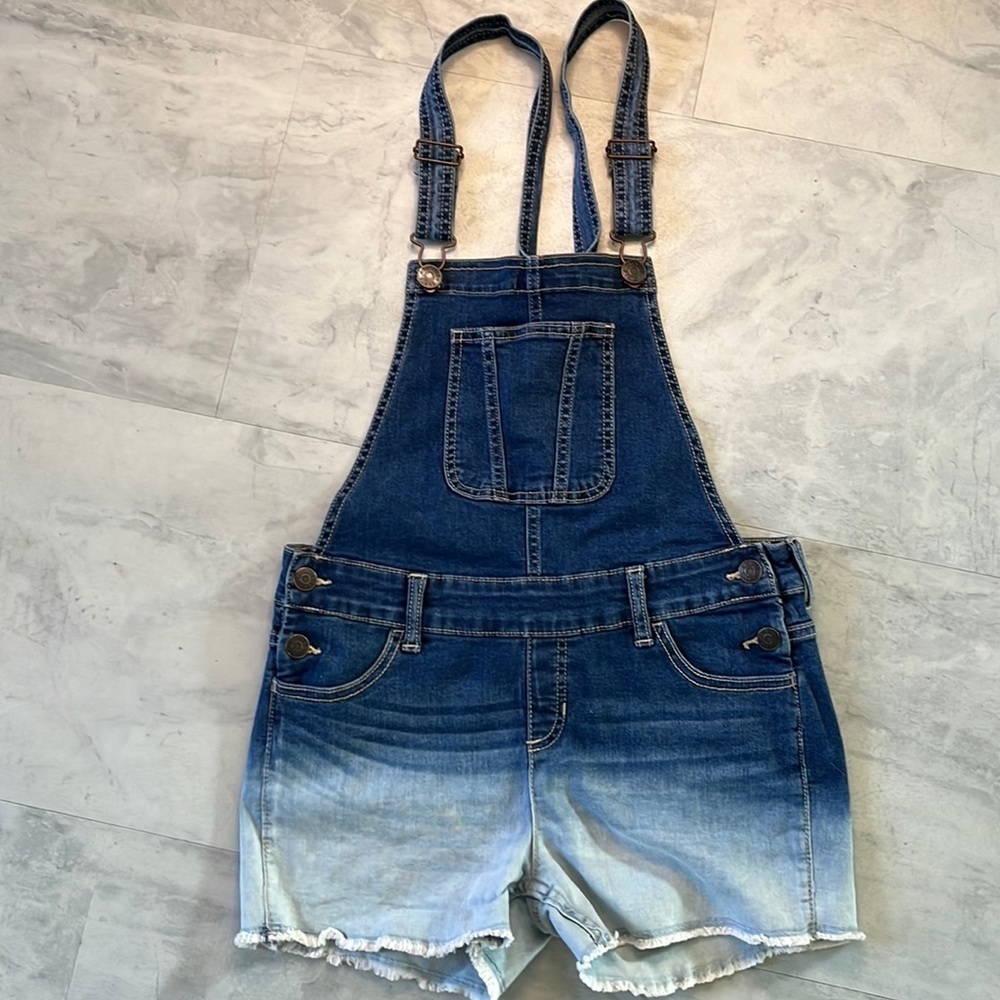 Justice Ombre Blue/White Shortalls Girl’s Sz 16 NWOT Fit Jr. Size 5